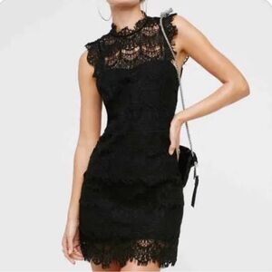 Free People Black Lace Backless Dress